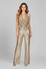 Sidonie | Women's Sequin Halter Wide-Leg Jumpsuit – Christmas Party & Evening — view 9