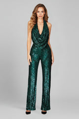 Sidonie | Women's Sequin Halter Wide-Leg Jumpsuit – Christmas Party & Evening — view 10