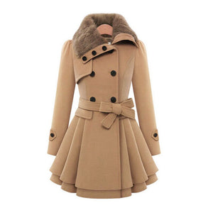 Celeste | Women’s Faux Fur Collar Belted Wool-Blend Jacket — view 1