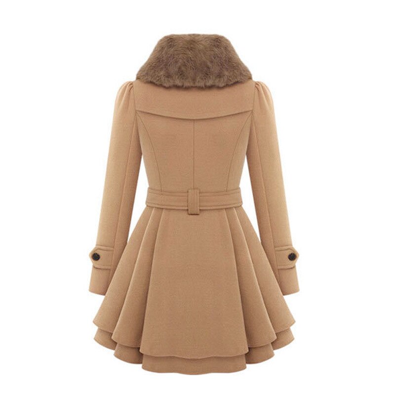 Celeste | Women’s Faux Fur Collar Belted Wool-Blend Jacket — view 2