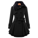 Celeste | Women’s Faux Fur Collar Belted Wool-Blend Jacket — view 5