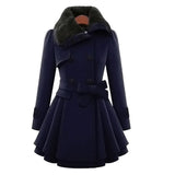 Celeste | Women’s Faux Fur Collar Belted Wool-Blend Jacket — view 4