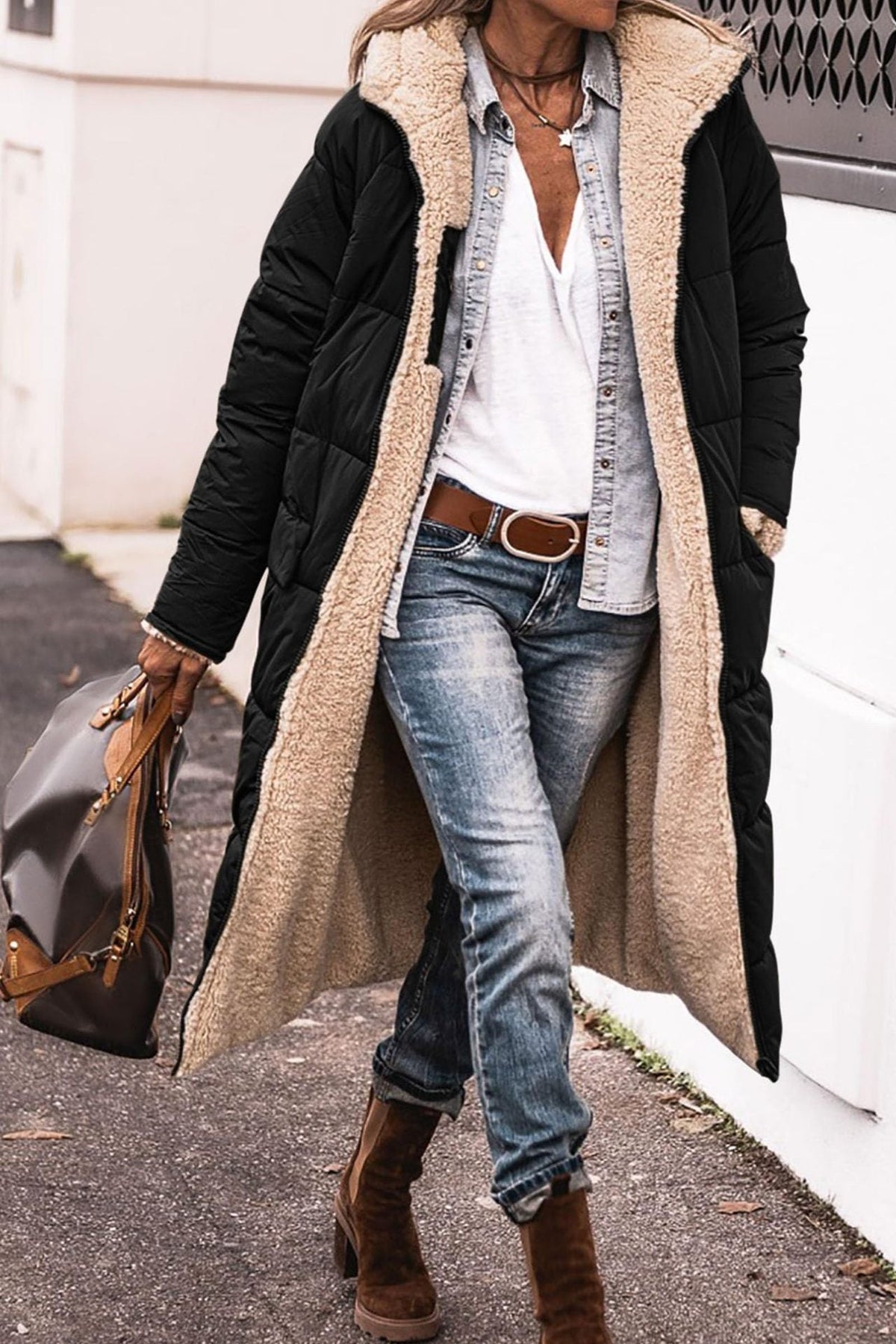 Helena | Women's Long Hooded Down Puffer Winter Coat — view 13