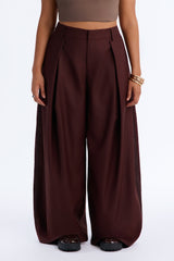 Women's Striped Pleated Pants — Wide Leg | Yvezi — 5