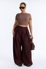 Women's Striped Pleated Pants — Wide Leg | Yvezi — 6