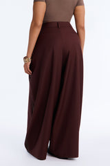 Women's Striped Pleated Pants — Wide Leg | Yvezi — 8