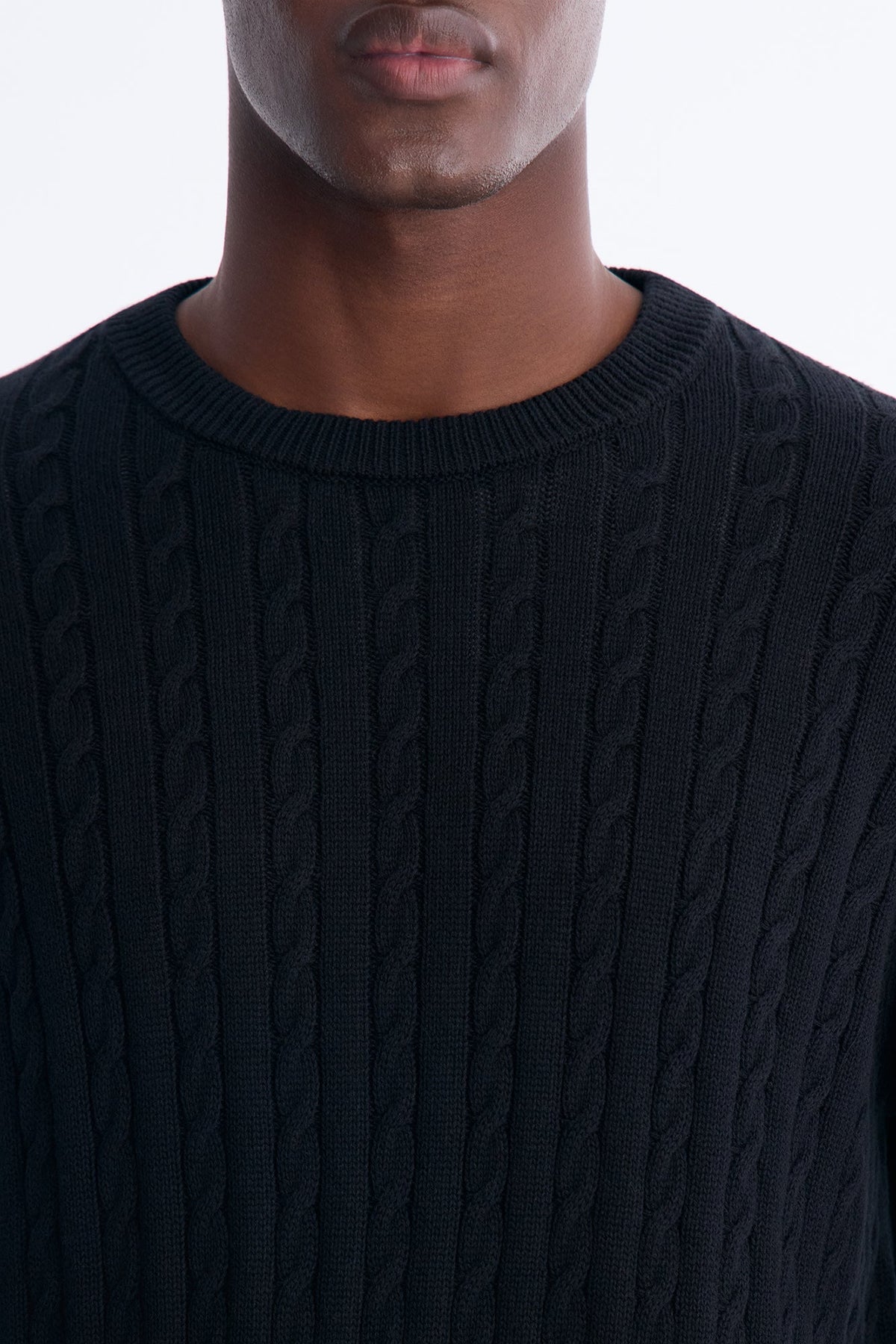Men's Cable Knit Cotton Sweater — Long Sleeve, Crew Neck | Yvezi — 3