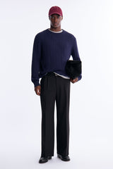 Men's Cable Knit Cotton Sweater — Long Sleeve, Crew Neck | Yvezi — 6