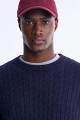 Men's Cable Knit Cotton Sweater — Long Sleeve, Crew Neck | Yvezi — 7