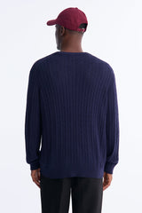 Men's Cable Knit Cotton Sweater — Long Sleeve, Crew Neck | Yvezi — 8