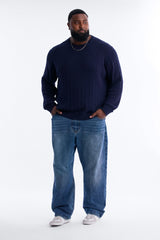 Men's Cable Knit Cotton Sweater — Long Sleeve, Crew Neck | Yvezi — 10