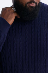 Men's Cable Knit Cotton Sweater — Long Sleeve, Crew Neck | Yvezi — 11