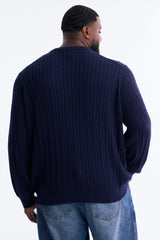 Men's Cable Knit Cotton Sweater — Long Sleeve, Crew Neck | Yvezi — 12