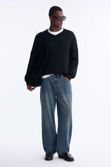 Men's Cable Knit Cotton Sweater — Long Sleeve, V Neck | Yvezi — 2