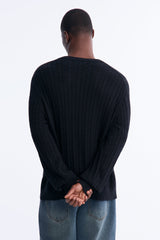 Men's Cable Knit Cotton Sweater — Long Sleeve, V Neck | Yvezi — 4