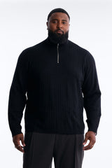 Men's Cable Knit Quarter-Zip Viscose Sweater — Long Sleeve, Mock Neck | Yvezi — 5