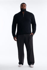 Men's Cable Knit Quarter-Zip Viscose Sweater — Long Sleeve, Mock Neck | Yvezi — 6