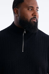 Men's Cable Knit Quarter-Zip Viscose Sweater — Long Sleeve, Mock Neck | Yvezi — 7