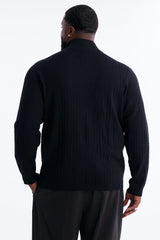 Men's Cable Knit Quarter-Zip Viscose Sweater — Long Sleeve, Mock Neck | Yvezi — 8