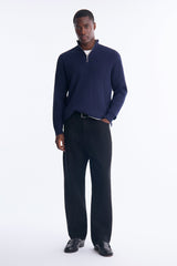 Men's Cable Knit Quarter-Zip Viscose Sweater — Long Sleeve, Mock Neck | Yvezi — 10