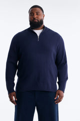 Men's Cable Knit Quarter-Zip Viscose Sweater — Long Sleeve, Mock Neck | Yvezi — 13