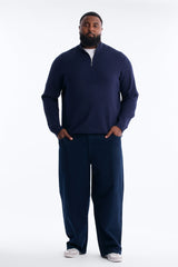 Men's Cable Knit Quarter-Zip Viscose Sweater — Long Sleeve, Mock Neck | Yvezi — 14
