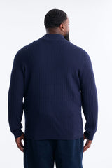 Men's Cable Knit Quarter-Zip Viscose Sweater — Long Sleeve, Mock Neck | Yvezi — 16
