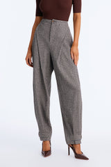 Women's Houndstooth High-Waisted Pants | Yvezi — 2