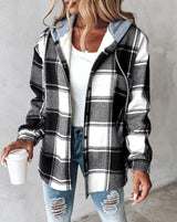 Romilly | Women's Hooded Check Relaxed-Fit Flannel Shacket — view 3