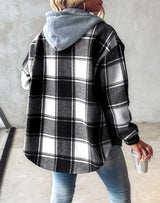 Romilly | Women's Hooded Check Relaxed-Fit Flannel Shacket — view 4