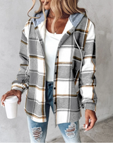 Romilly | Women's Hooded Check Relaxed-Fit Flannel Shacket — view 5