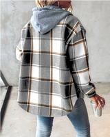 Romilly | Women's Hooded Check Relaxed-Fit Flannel Shacket — view 6