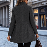 Sabine | Open Front Wool Coat with Herringbone Texture — view 3