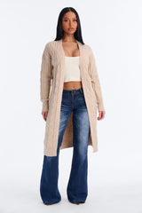 Women's Cable Knit Long Sleeve Cardigan | Yvezi — 5
