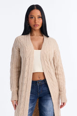 Women's Cable Knit Long Sleeve Cardigan | Yvezi — 6