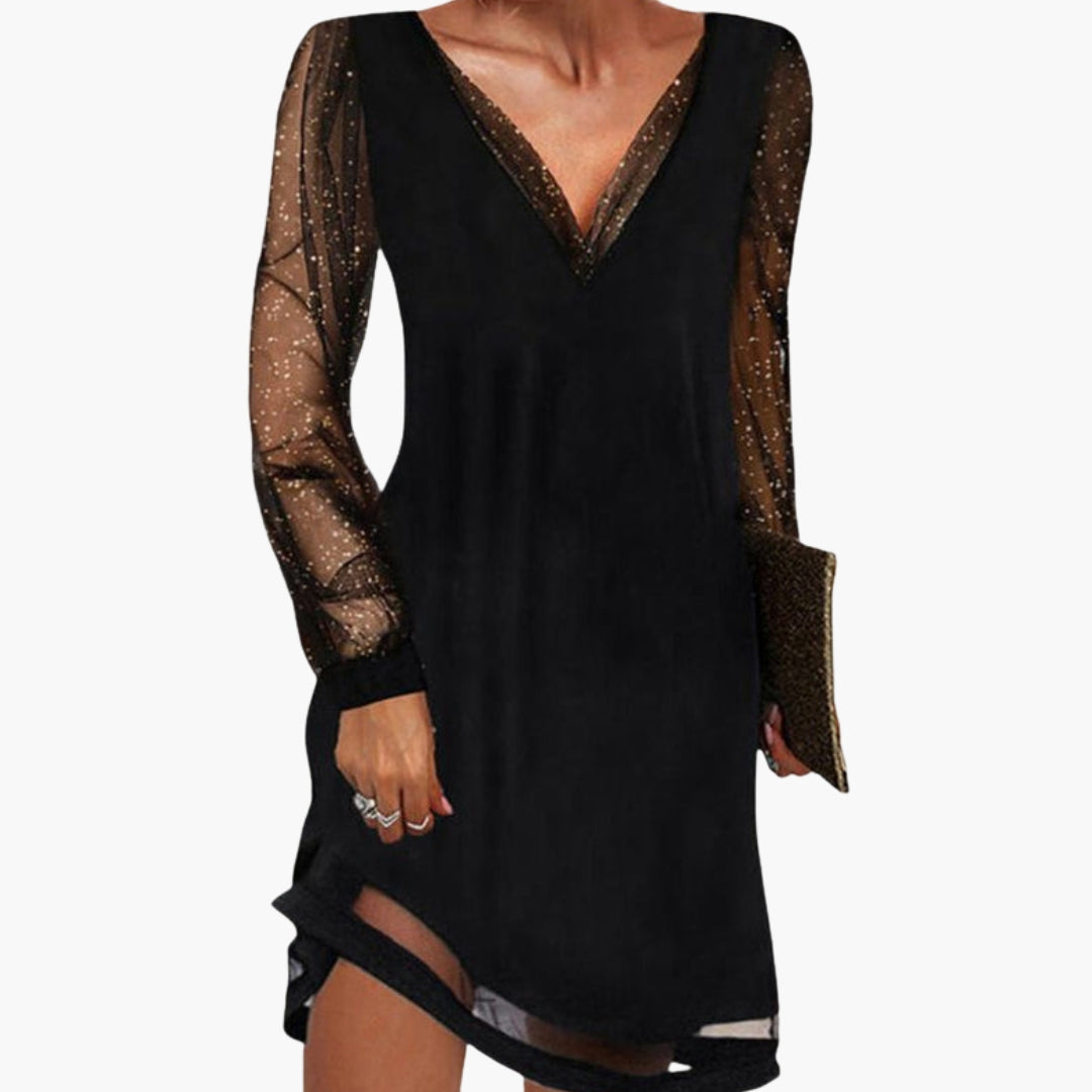 Theodora | Women's Sequin Sleeve Christmas Cocktail Dress — view 1