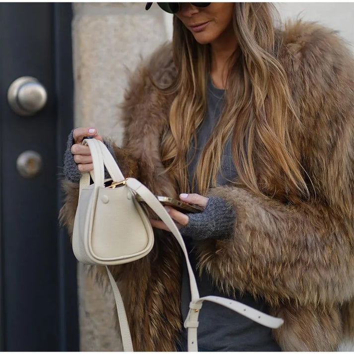 Marigold | Women's Oversized Plush Faux Fur Coat — view 2