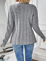 Penelope | Women's Cable-Knit Fitted Peplum Button Cardigan — view 4