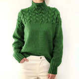 Women's Cable-Yoke Turtleneck Oversized Knit Jumper — view 6