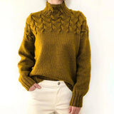 Women's Cable-Yoke Turtleneck Oversized Knit Jumper — view 11