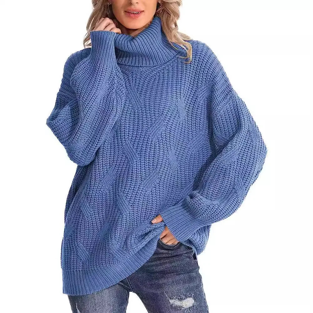Women's Chunky Cable-Knit Oversized Turtleneck Jumper — view 1