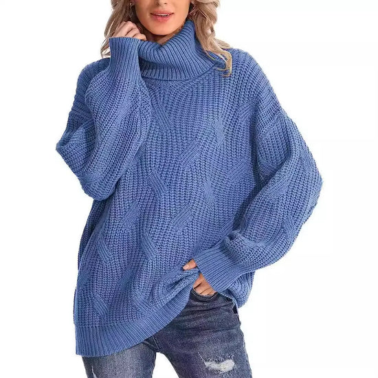 Women's Chunky Cable-Knit Oversized Turtleneck Jumper — view 1