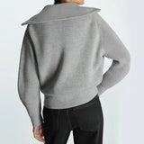 Liora | Women's Striped Ribbed Half-Zip Knitted Jumper — view 9