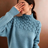 Women's Cable-Yoke Turtleneck Oversized Knit Jumper — view 4