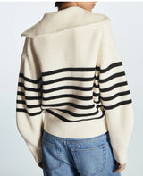 Liora | Women's Striped Ribbed Half-Zip Knitted Jumper — view 2