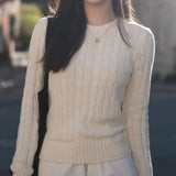 Women's Pure Cotton Cable-Knit Crew-Neck Jumper — view 6