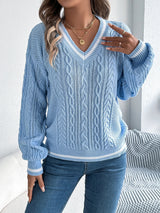 Phoebe | Women's Cable-Knit V-Neck Relaxed Jumper — view 4