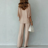 Elaris | Women's Draped V-Neck Wide-Leg Trouser Co-Ord Set — view 3