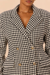 Women's Houndstooth Tweed Matching Pants Set — Button Front, Double Breasted | Yvezi — 7