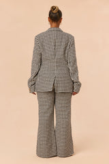 Women's Houndstooth Tweed Matching Pants Set — Button Front, Double Breasted | Yvezi — 8